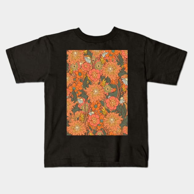 A field of yellow and orange Kids T-Shirt by Swadeillustrations